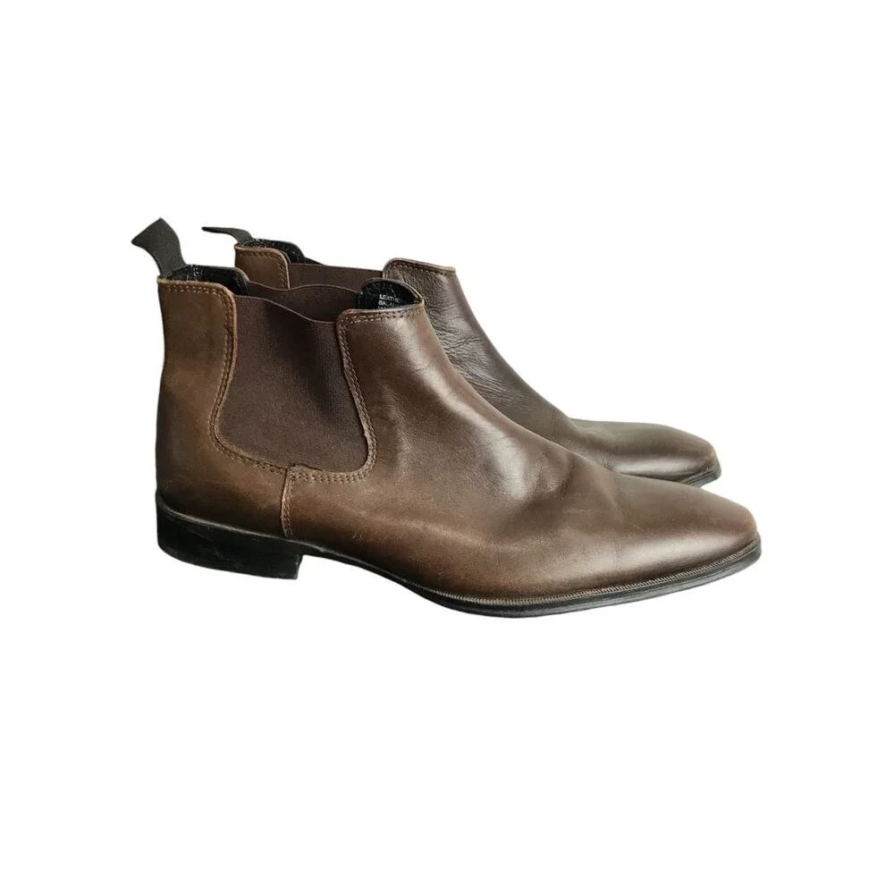 Bar III Becket Chelsea Ankle Boot Men's 10.5M Dark Brown Leather Classic Pull On